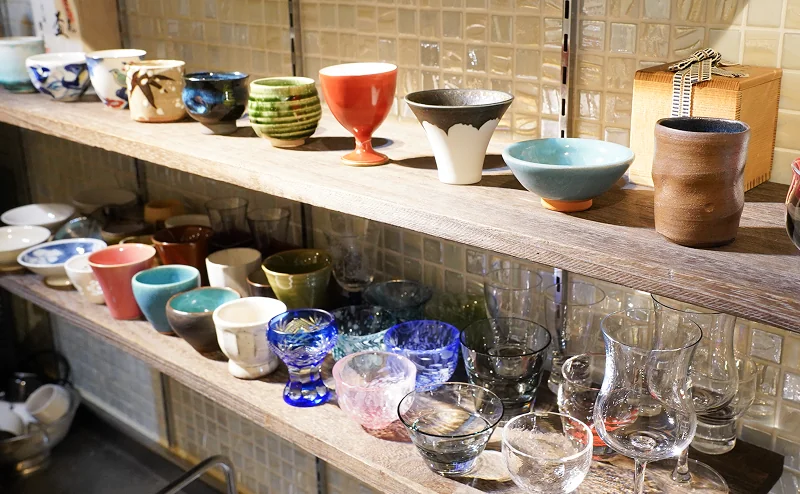 Collection of sake cups for tasting